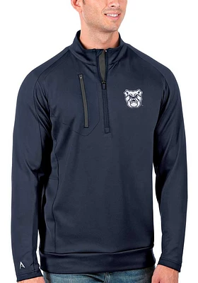 Antigua Butler Bulldogs Mens Navy Blue Generation Long Sleeve Qtr Zip Pullover