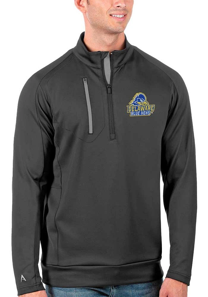 Antigua Delaware Fightin' Blue Hens Mens Grey Generation Long Sleeve Qtr Zip Pullover