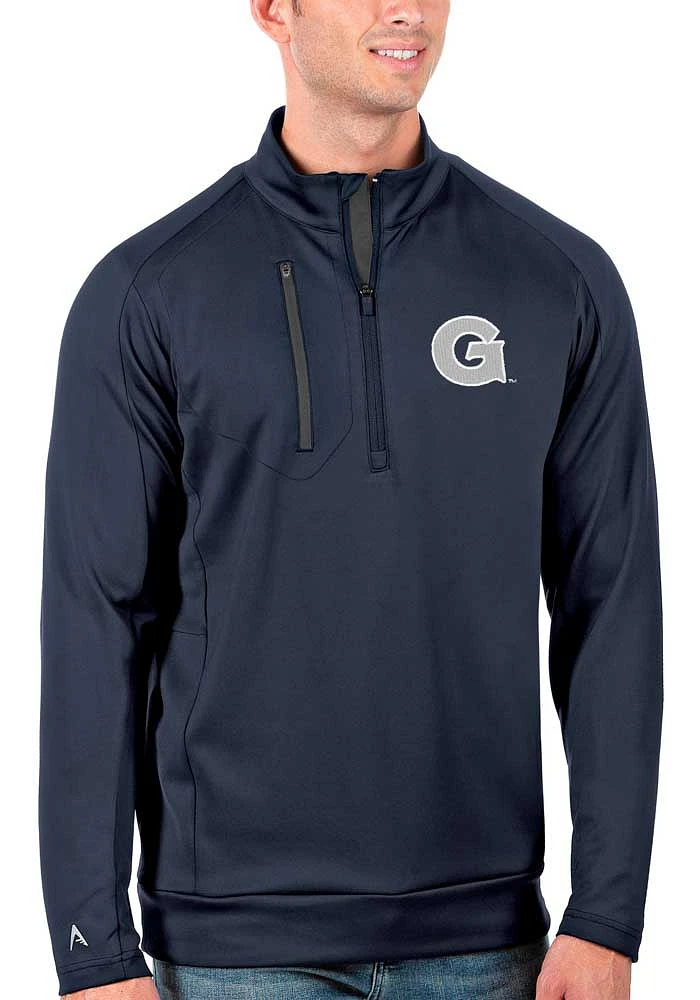 Antigua Georgetown Hoyas Mens Navy Blue Generation Long Sleeve Qtr Zip Pullover