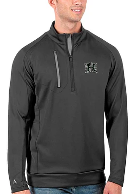 Antigua Hawaii Warriors Mens Grey Generation Long Sleeve Qtr Zip Pullover