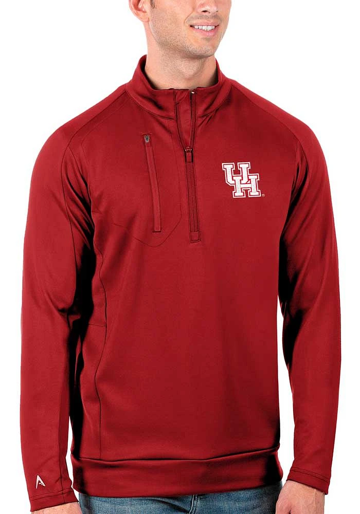 Antigua Houston Cougars Mens Red Generation Long Sleeve Qtr Zip Pullover