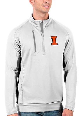 Antigua Illinois Fighting Illini Mens White Generation Long Sleeve Qtr Zip Pullover