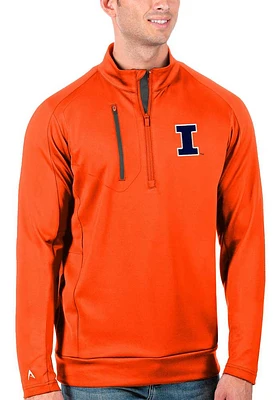 Mens Illinois Fighting Illini Orange Antigua Generation Qtr Zip Pullover