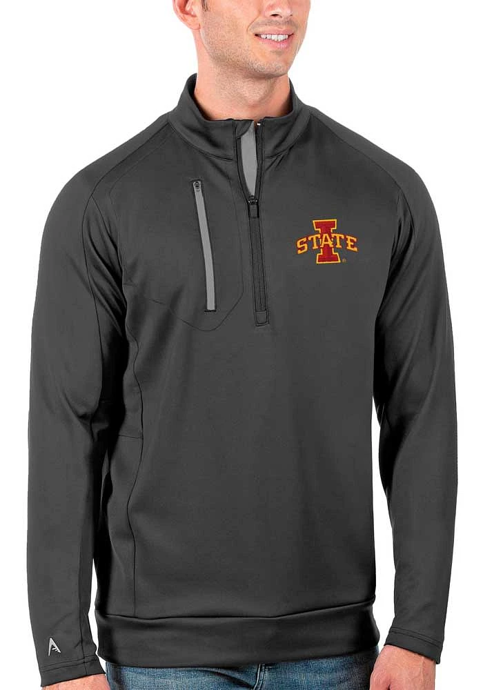 Antigua Iowa State Cyclones Mens Grey Generation Long Sleeve Qtr Zip Pullover