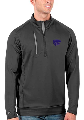 Mens K-State Wildcats Grey Antigua Generation Qtr Zip Pullover