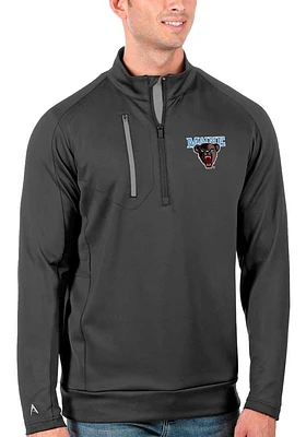 Antigua Maine Black Bears Mens Grey Generation Long Sleeve Qtr Zip Pullover