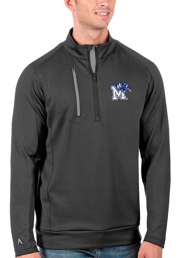 Antigua Memphis Tigers Mens Grey Generation Long Sleeve Qtr Zip Pullover