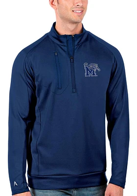 Antigua Memphis Tigers Mens Blue Generation Long Sleeve Qtr Zip Pullover