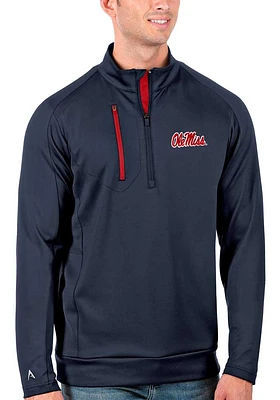 Antigua Ole Miss Rebels Mens Navy Blue Generation Long Sleeve Qtr Zip Pullover