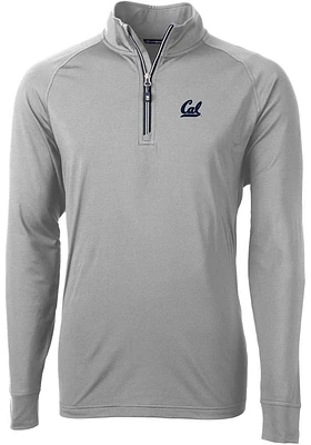 Cutter and Buck Cal Golden Bears Mens Grey Adapt Eco Knit Recycled Big Tall Qtr Zip