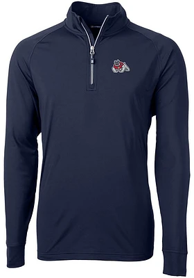 Cutter and Buck Fresno State Bulldogs Mens Navy Blue Adapt Eco Knit Recycled Big Tall Qtr Zip