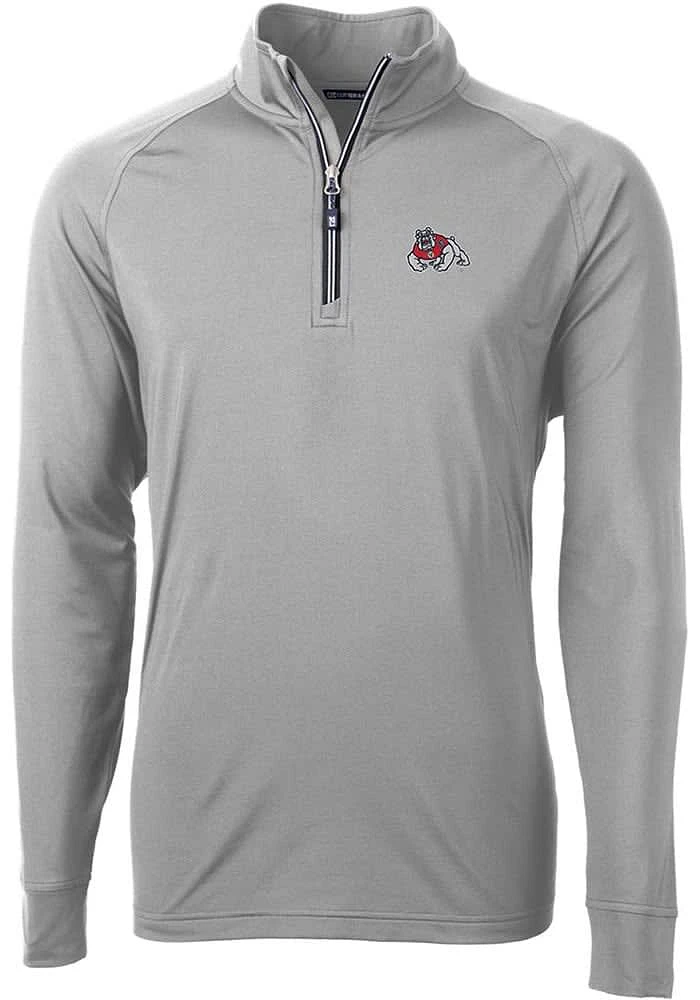Cutter and Buck Fresno State Bulldogs Mens Grey Adapt Eco Knit Recycled Big Tall Qtr Zip