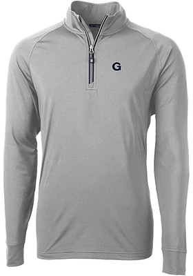 Cutter and Buck Georgetown Hoyas Mens Grey Adapt Eco Knit Recycled Big Tall Qtr Zip