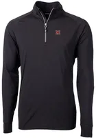 Cutter and Buck Miami RedHawks Mens Black Adapt Eco Knit Recycled Big Tall Qtr Zip