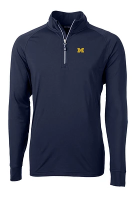 Cutter and Buck Michigan Wolverines Mens Adapt Eco Knit Recycled Big Tall Qtr Zip