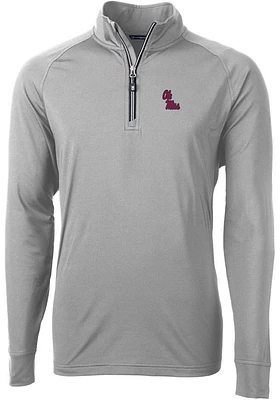 Cutter and Buck Ole Miss Rebels Mens Adapt Eco Knit Recycled Big Tall Qtr Zip
