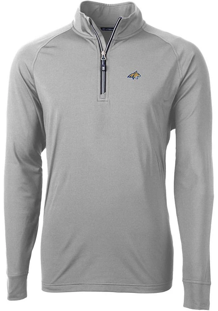 Cutter and Buck Montana State Bobcats Mens Grey Adapt Eco Knit Recycled Big Tall Qtr Zip