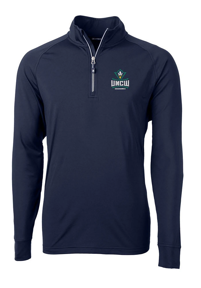 Cutter and Buck UNCW Seahawks Mens Navy Blue Adapt Eco Knit Recycled Big Tall Qtr Zip