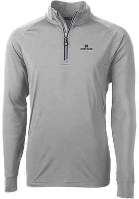 Cutter and Buck Notre Dame Fighting Irish Mens Grey Adapt Eco Knit Recycled Big Tall Qtr Zip