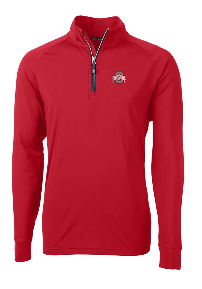 Cutter and Buck Ohio State Buckeyes Mens Red Adapt Eco Knit Recycled Big Tall Qtr Zip