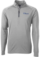 Cutter and Buck Pennsylvania Quakers Mens Grey Adapt Eco Knit Recycled Big Tall Qtr Zip