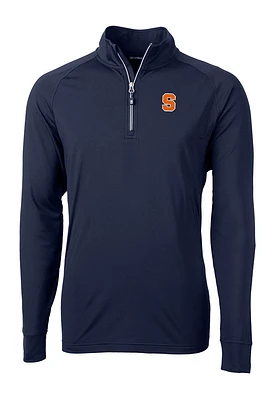 Cutter and Buck Syracuse Orange Mens Navy Blue Adapt Eco Knit Recycled Big Tall Qtr Zip