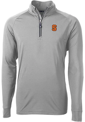 Cutter and Buck Syracuse Orange Mens Grey Adapt Eco Knit Recycled Big Tall Qtr Zip