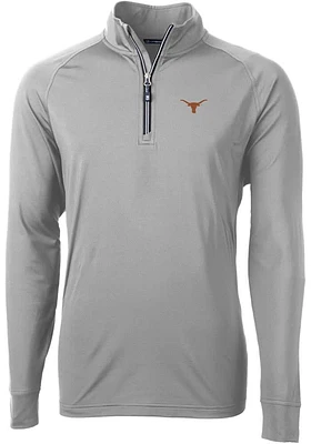 Cutter and Buck Texas Longhorns Mens Grey Adapt Eco Knit Recycled Big Tall Qtr Zip