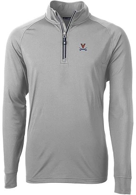 Cutter and Buck Virginia Cavaliers Mens Grey Adapt Eco Knit Recycled Big Tall Qtr Zip