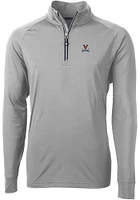 Cutter and Buck Virginia Cavaliers Mens Grey Adapt Eco Knit Recycled Big Tall Qtr Zip