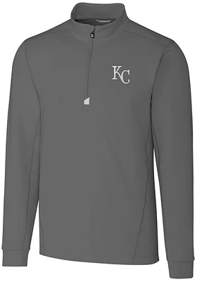Cutter and Buck Kansas City Royals Mens Grey Traverse Big Tall Qtr Zip