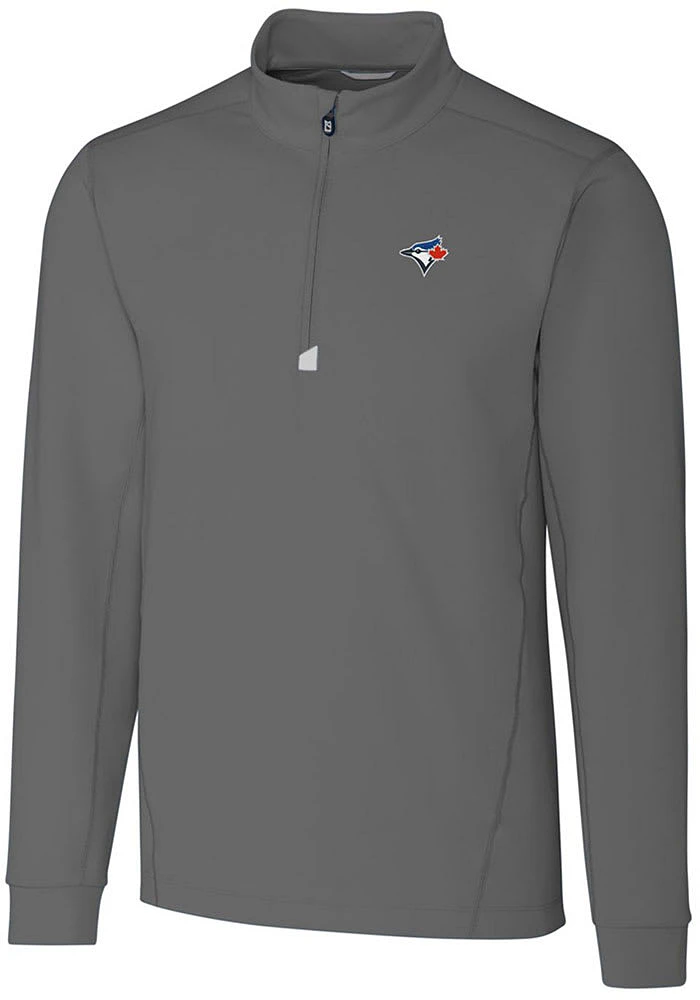 Cutter and Buck Toronto Blue Jays Mens Grey Traverse Big Tall Qtr Zip