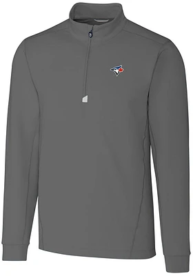 Cutter and Buck Toronto Blue Jays Mens Grey Traverse Big Tall Qtr Zip