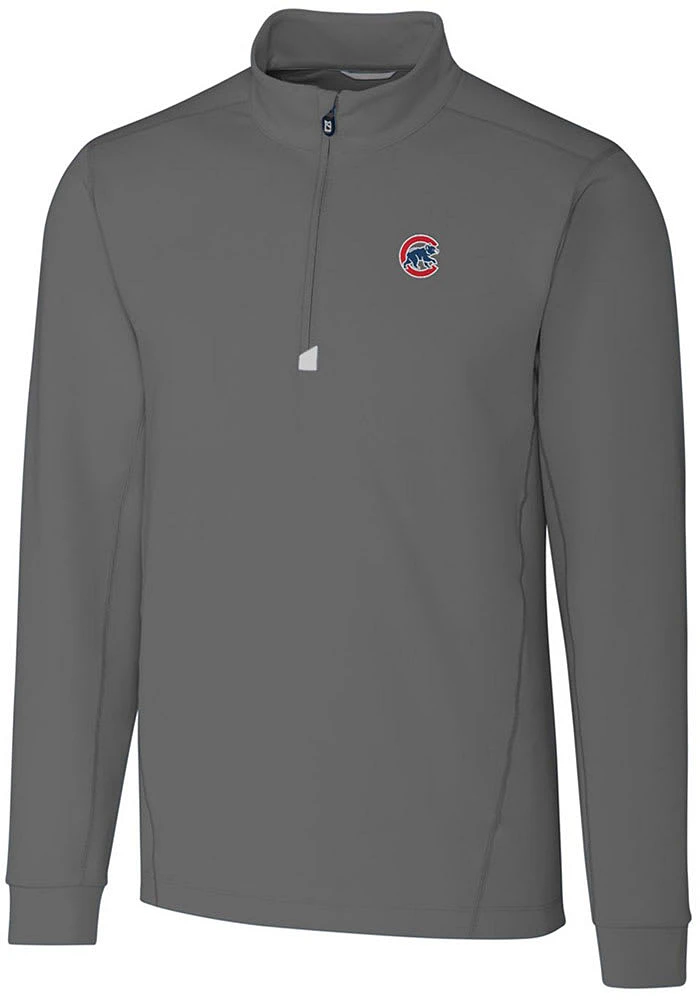 Cutter and Buck Chicago Cubs Mens Grey Traverse Big Tall Qtr Zip
