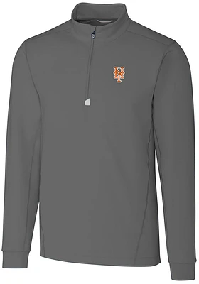Cutter and Buck New York Mets Mens Grey Traverse Big Tall Qtr Zip