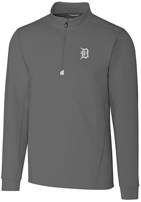 Cutter and Buck Detroit Tigers Mens Grey Traverse Big Tall Qtr Zip