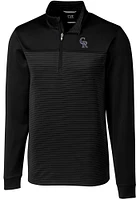 Cutter and Buck Colorado Rockies Mens Black Traverse Stripe Big Tall Qtr Zip