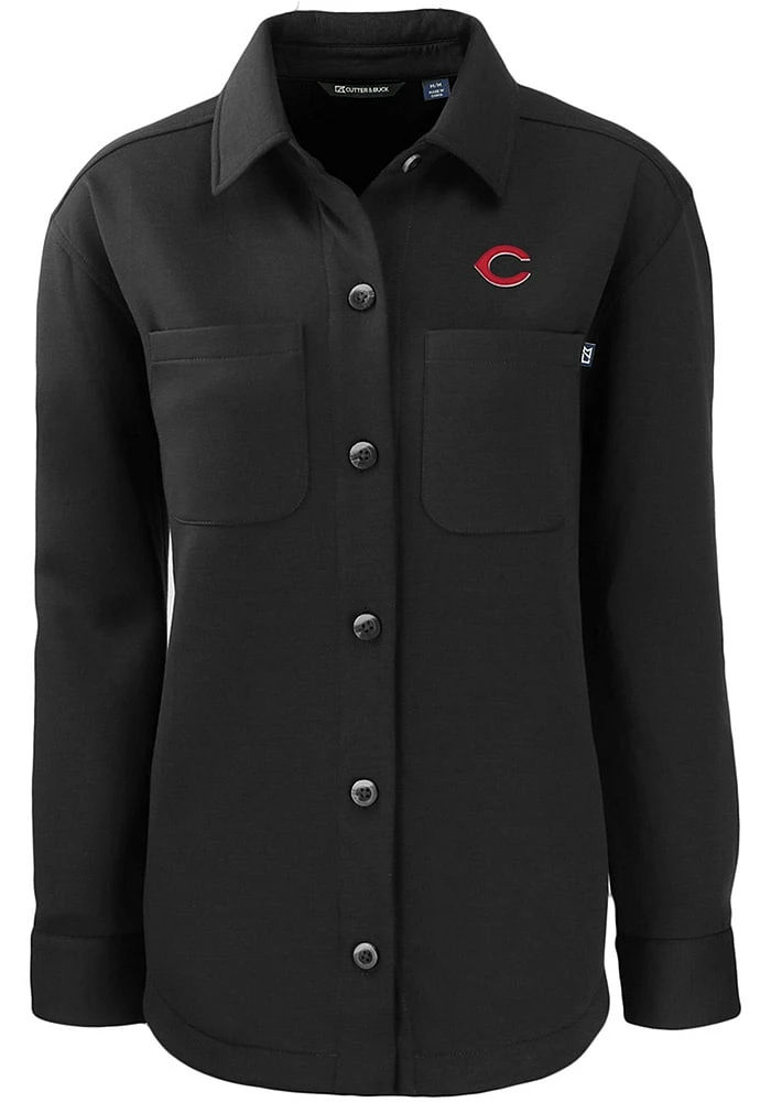 Cutter and Buck Cincinnati Reds Womens Black Roam Shirt Light Weight Jacket