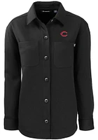 Cutter and Buck Cincinnati Reds Womens Black Roam Shirt Light Weight Jacket