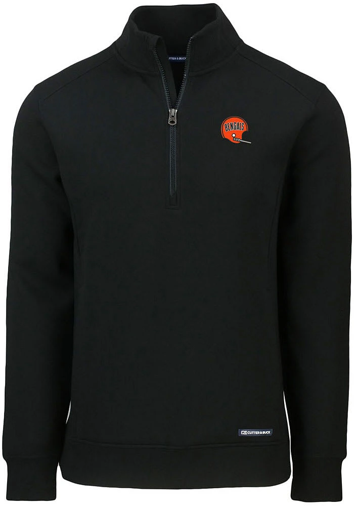 Cutter and Buck Cincinnati Bengals Mens HISTORIC Roam Long Sleeve Qtr Zip Pullover