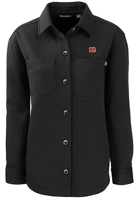 Cutter and Buck Cincinnati Bengals Womens Black Roam Shirt Light Weight Jacket