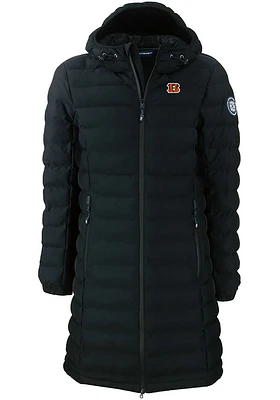 Cutter and Buck Cincinnati Bengals Womens Black Mission Ridge Repreve Long Heavy Weight Jacket