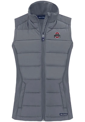 Cutter and Buck Ohio State Buckeyes Womens Grey Solid Evoke Vest