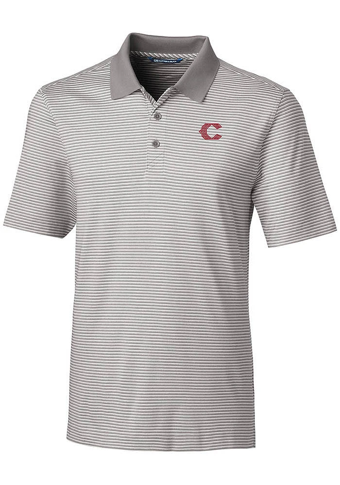 Cutter and Buck Cincinnati Reds Grey City Connect Forge Tonal Stripe Big Tall Polo