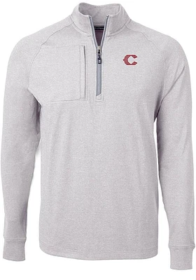 Cutter and Buck Cincinnati Reds Mens Grey City Connect Adapt Eco Knit Big Tall 1/4 Zip Pullo..