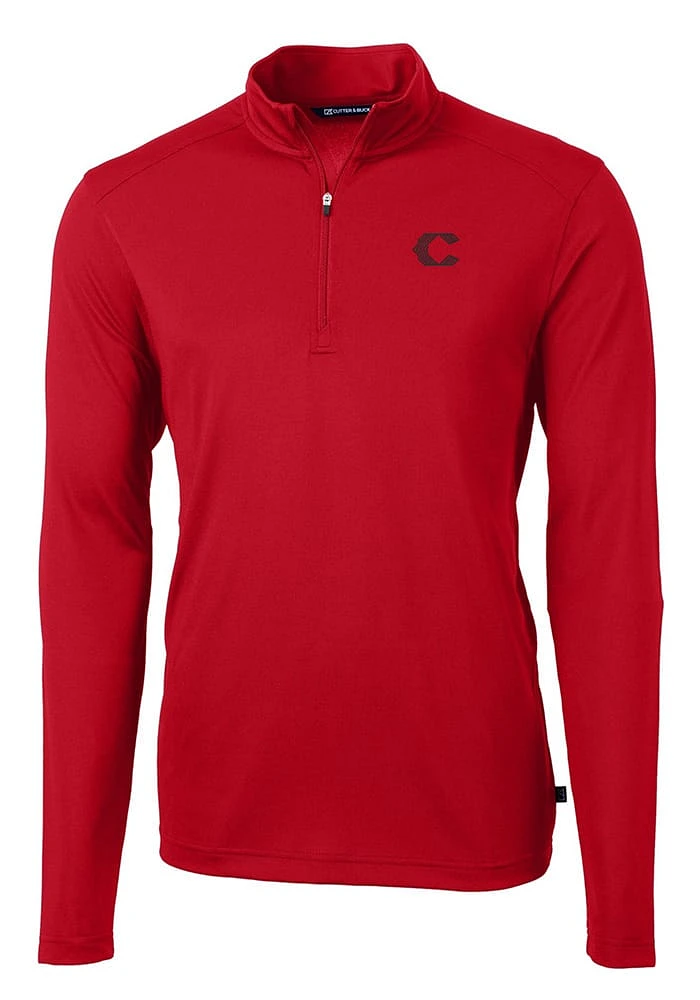 Cutter and Buck Cincinnati Reds Mens City Connect Virtue Eco Pique Big Tall Qtr Zip