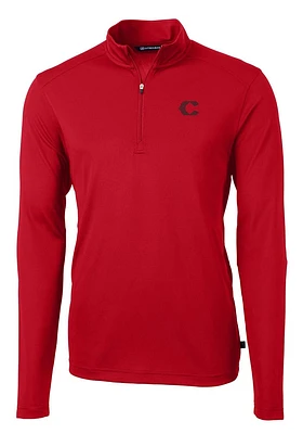 Cutter and Buck Cincinnati Reds Mens Red City Connect Virtue Eco Pique Big Tall 1/4 Zip Pull..