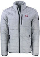 Cutter and Buck Cincinnati Reds Mens Grey City Connect Rainier PrimaLoft Big Tall Lined Jack..