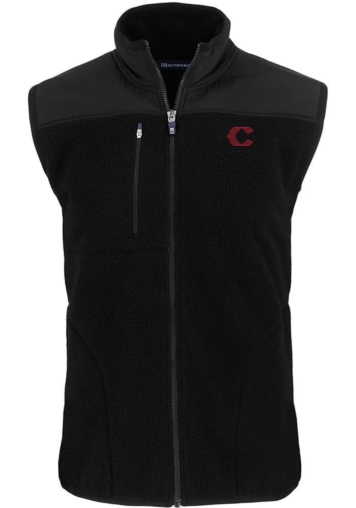 Cutter and Buck Cincinnati Reds Big Tall Black City Connect Cascade Sherpa Mens Vest