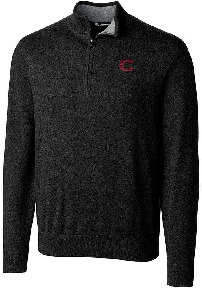 Cutter and Buck Cincinnati Reds Mens Black City Connect Lakemont Big Tall Qtr Zip